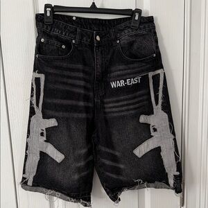 Black Denim Shorts with Gray Accents small